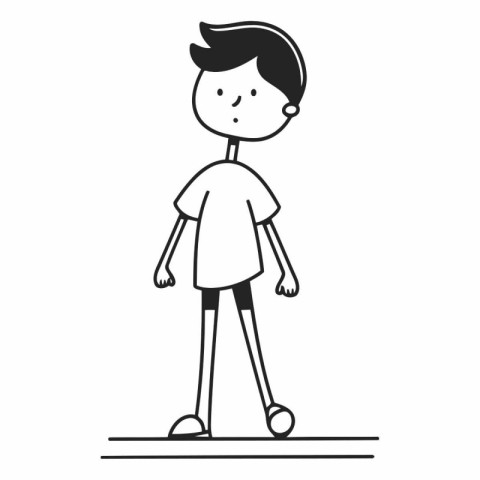 Vector illustration of a boy in a t-shirt and shorts.