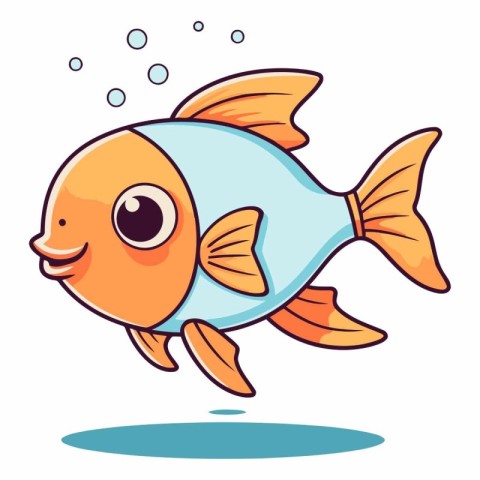 Cute cartoon fish. Isolated on white background.