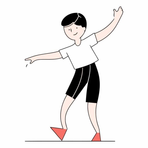 Vector illustration of a happy boy in a white T-shirt and shorts