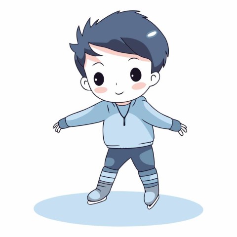 cute boy ice skating cartoon vector illustration graphic design