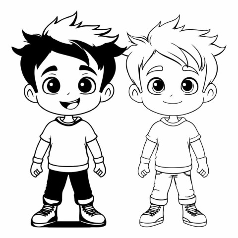 cute little boys cartoon vector illustration graphic design in b