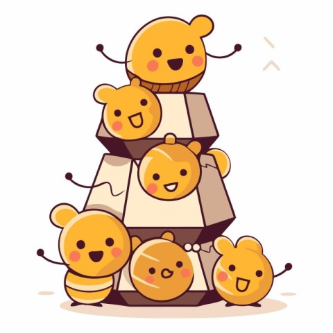 Vector illustration of a group of cute cartoon bear cubs sitting