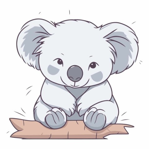 Cute cartoon koala sitting on a log.