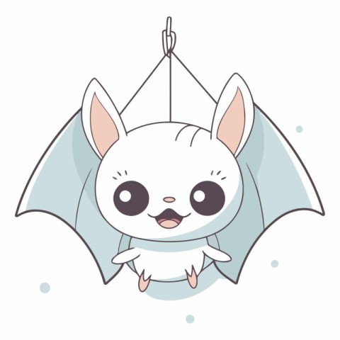Cute cartoon bat hanging on a rope design.