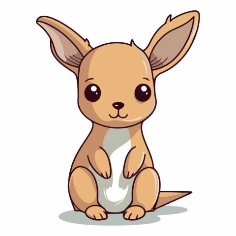 Cute cartoon kangaroo on white background.