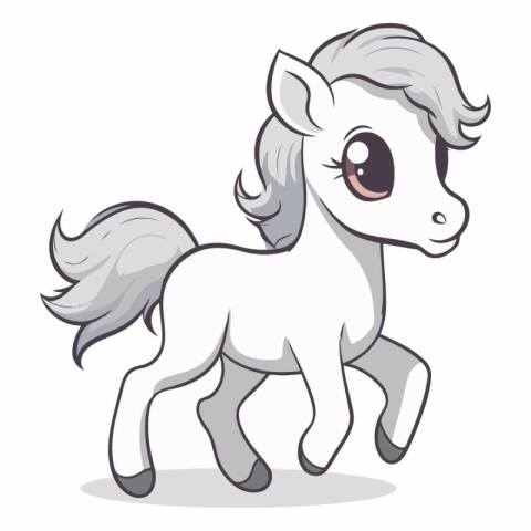 Cute white pony isolated on a white background.