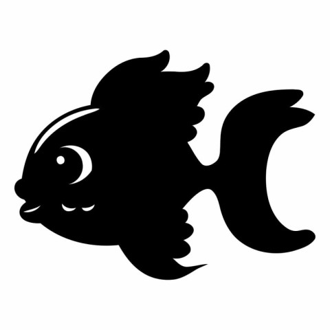 Black silhouette of a fish on a white background.