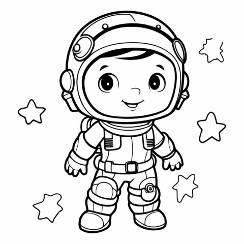 Cute astronaut cartoon. Coloring book for children.