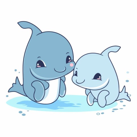 Illustration of a Cute Little Baby Whale and Cute Mammal