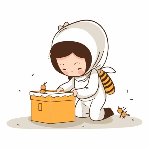 Cute little girl playing with a toy bee.