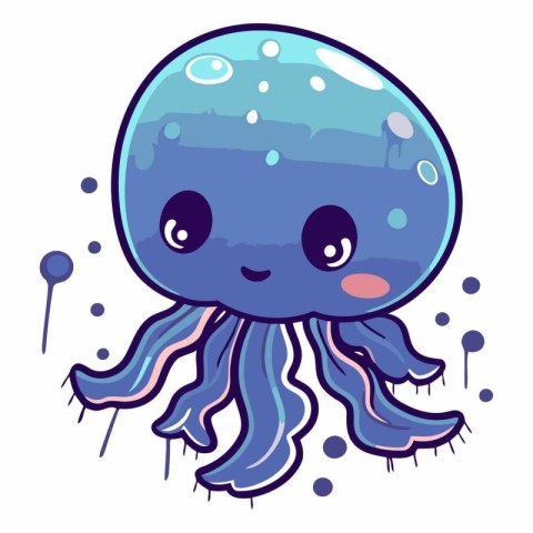 Illustration of a Cute Cartoon Jellyfish.