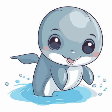 Illustration of a Cute Baby Sea Mammal Swimming in Water