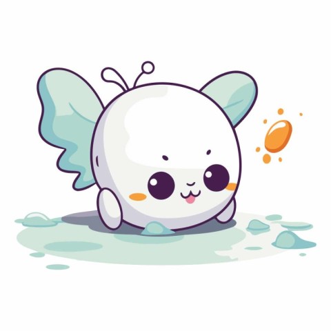 cute butterfly with wings in the water character vector illustra