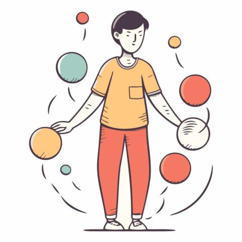 Illustration of a man juggling balls of a man juggling balls.