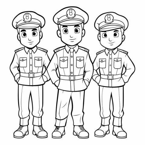 Police officer. policeman and policewoman. Coloring book for chi