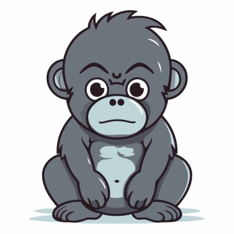 Gorilla Sitting Cartoon Mascot Character Vector Illustration.