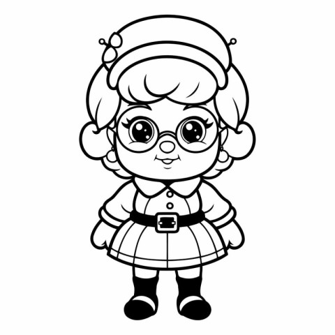 Coloring Page Outline Of Cartoon Scottish Girl Vector Illustrati