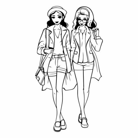 Fashion girls in sketch style of fashion girls.