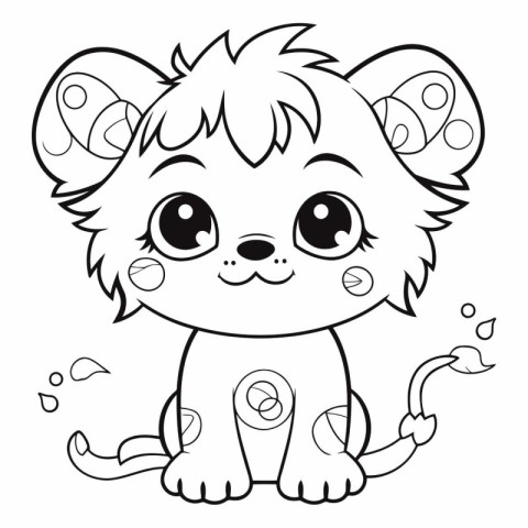 Cute baby lion. Coloring book for children.