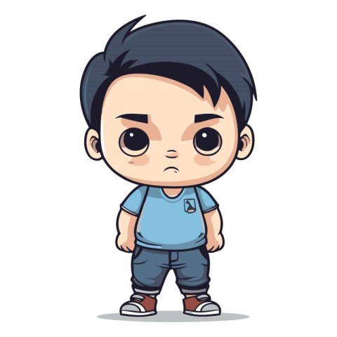 Cute little boy cartoon in casual clothes design.