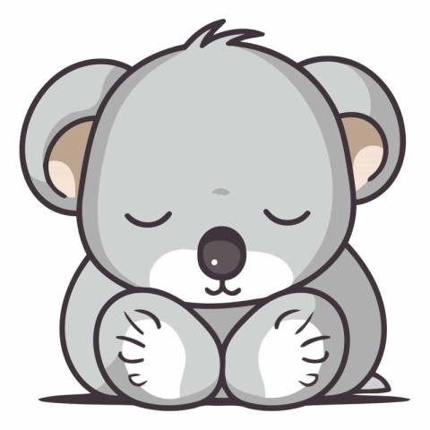 Cute koala vector illustration on white background. Cute cartoon