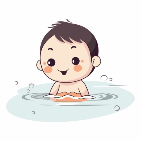 cute little boy swimming in the pool. eps10