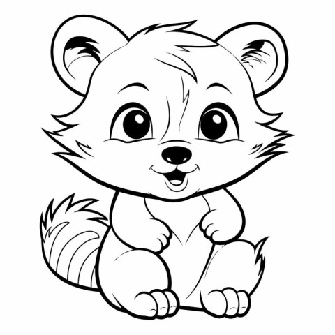 Black and White Cartoon Illustration of Cute Squirrel Animal for