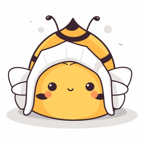 Cute cartoon bee character vector illustration. Cute kawaii bee.