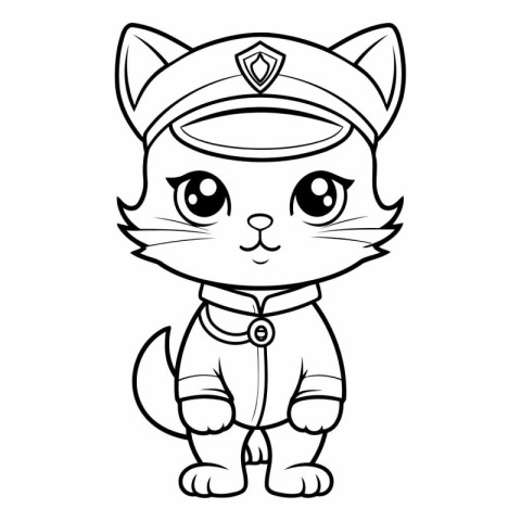 Coloring book for children: Cute cartoon cat in a cap