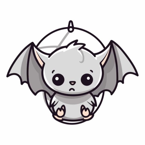 Cute cartoon bat isolated on a white background.