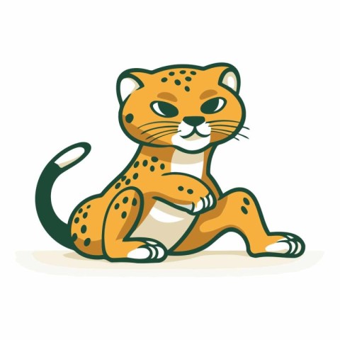 Cheetah sitting on the floor in cartoon style.