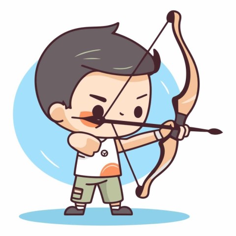 Cute boy holding bow and arrow vector illustration. Cute boy car