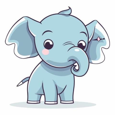 Cute cartoon elephant isolated on a white background.