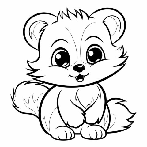 Black and White Cartoon Illustration of Cute Squirrel Animal for