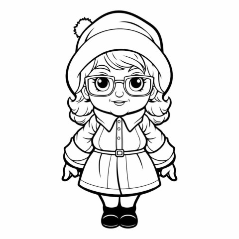 Vector illustration of a cartoon girl in winter clothes. Colorin