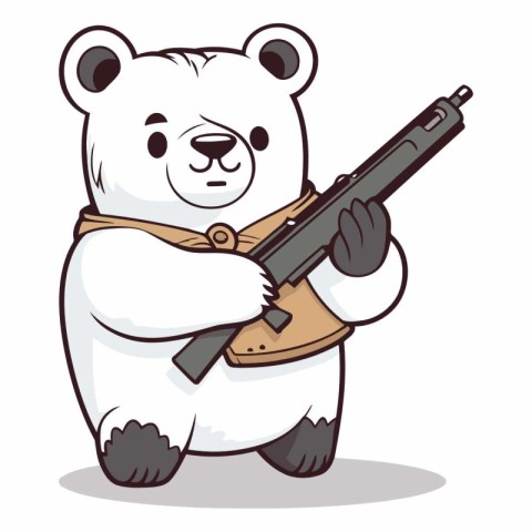 Polar bear with a gun in his hand.