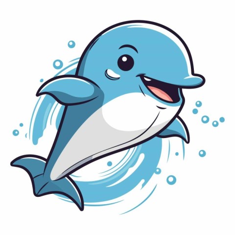 Illustration of a Cute Dolphin Cartoon Mascot Character.