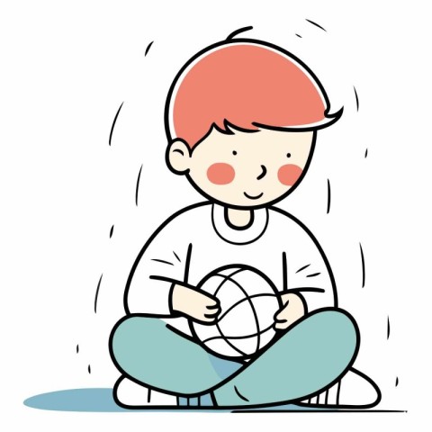 Illustration of a boy playing with a ball of the earth.