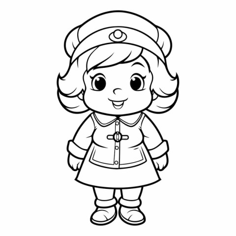 Coloring book for children: Pirate girl in costume.