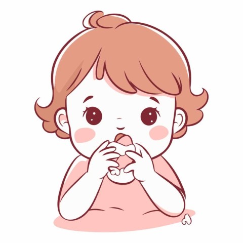 Illustration of a Cute Little Girl Crying on White Background