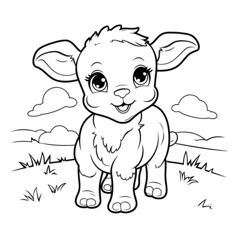 Coloring Page Outline Of Cute Cartoon Sheep Farm Animal Characte