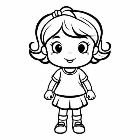 Coloring book for children. Girl with long hair in a dress