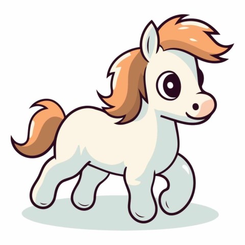 Cute cartoon pony isolated on a white background.