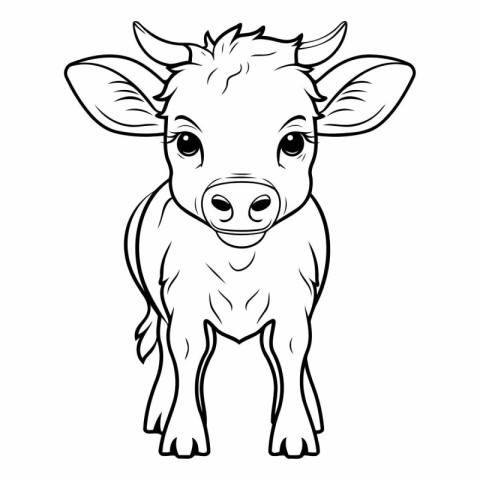 Cute cartoon cow for coloring book or page.