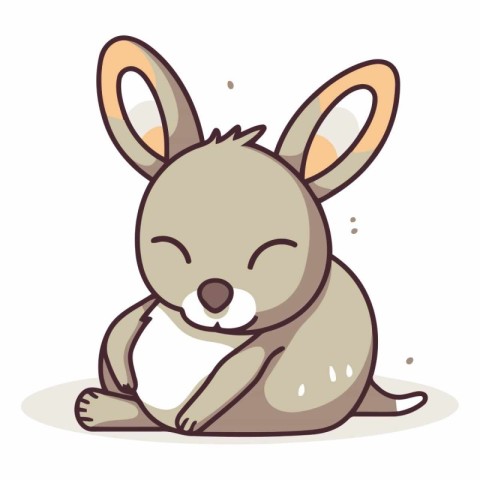 Illustration of a Cute Bunny Sitting Down and Smiling.