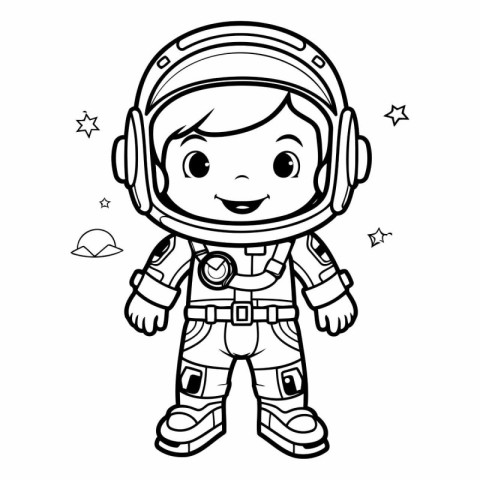 Coloring book for children: astronaut in space suit.