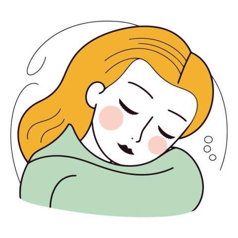 Illustration of a young woman sleeping in bed.