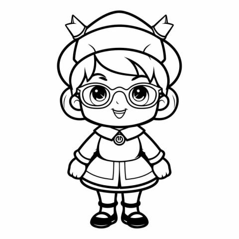 Black and White Cartoon Illustration of Cute Little Fairy Girl C