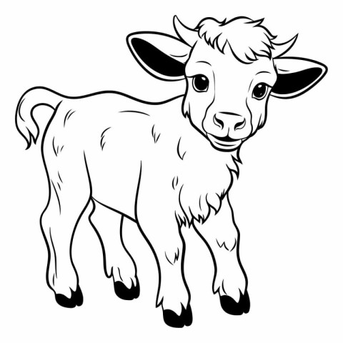 Vector image of a cow on a white background. Black and white ill