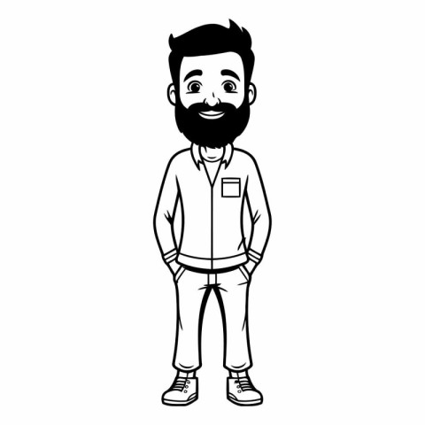 young man with beard avatar character vector illustration design